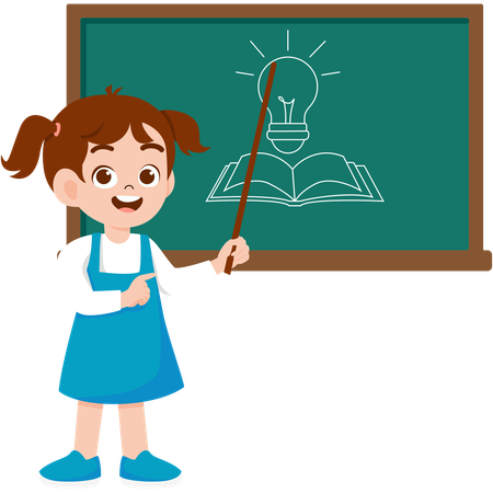 Girl showing school board  Illustration