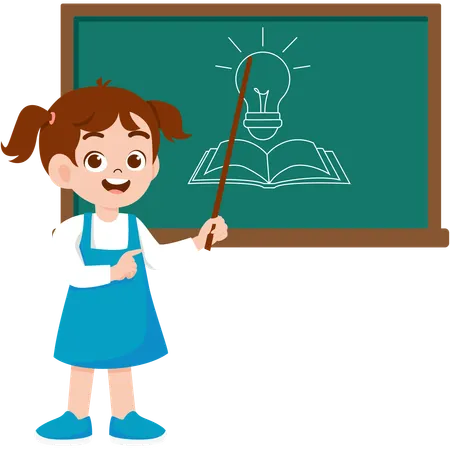 Girl showing school board  Illustration