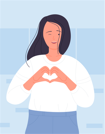 Girl showing self love gesture  Illustration