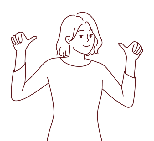 Girl showing self worth gesture  Illustration