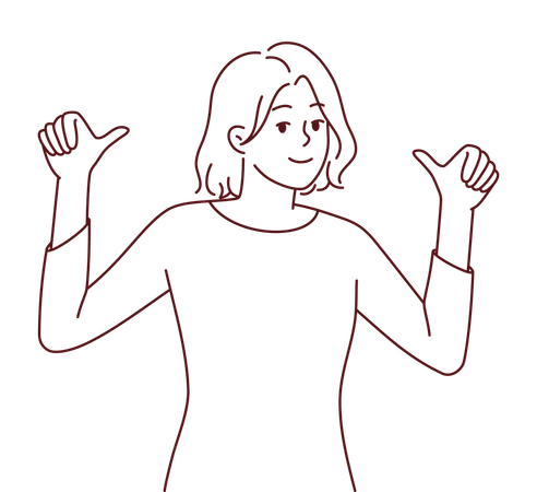 Girl showing self worth gesture  Illustration