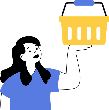 Girl showing shopping basket  Illustration