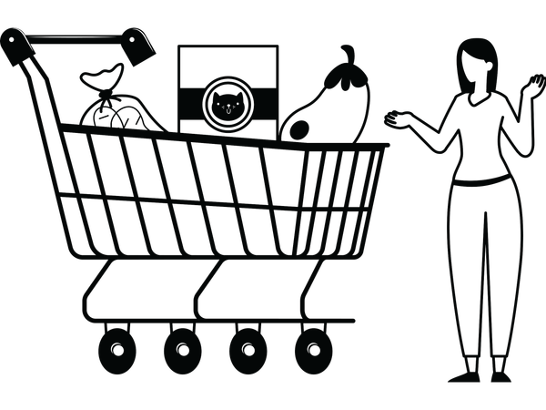 Girl showing shopping cart  Illustration