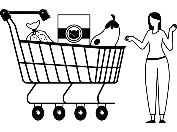 Girl showing shopping cart  Illustration
