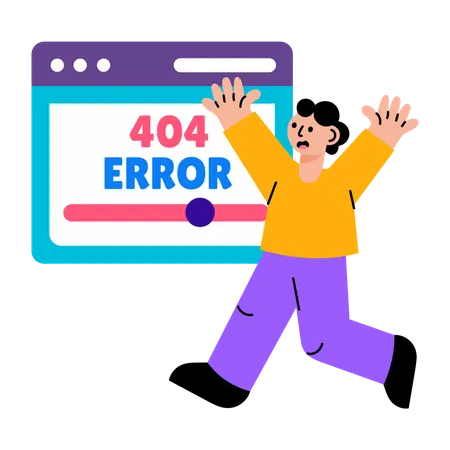 Girl showing site error  Illustration