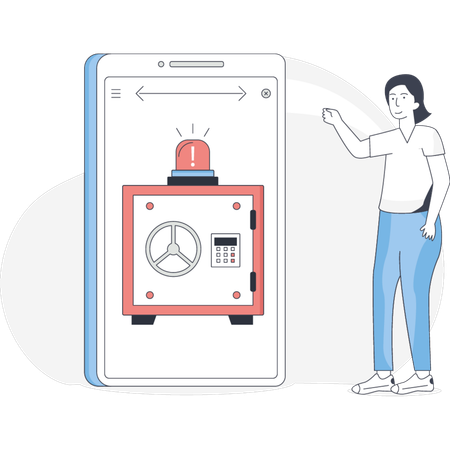Girl Showing Smart Security Alarm  Illustration