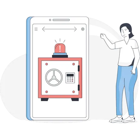 Girl Showing Smart Security Alarm  Illustration