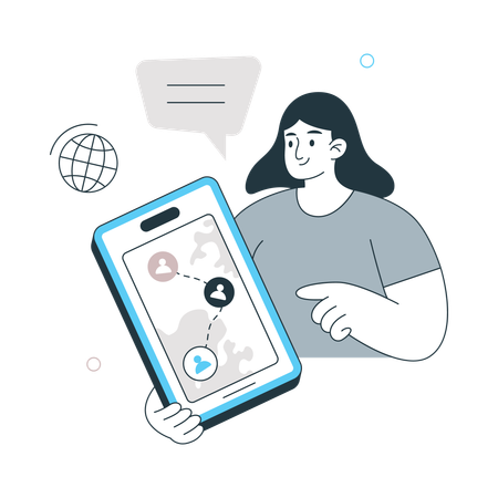 Girl showing Social Networking on mobile  Illustration