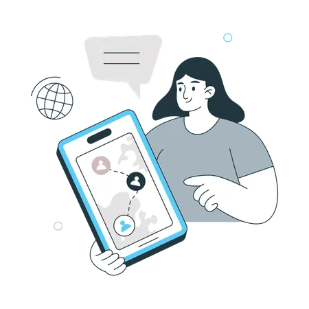 Girl showing Social Networking on mobile  Illustration