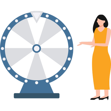 Girl showing spin wheel  Illustration