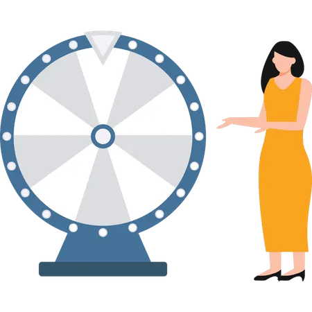 Girl showing spin wheel  Illustration