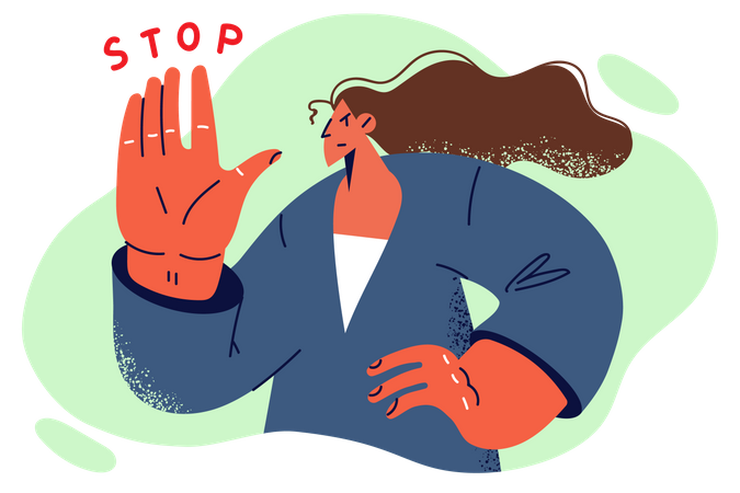 Girl showing stop gesture  Illustration