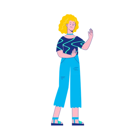 Girl showing stop gesture  Illustration