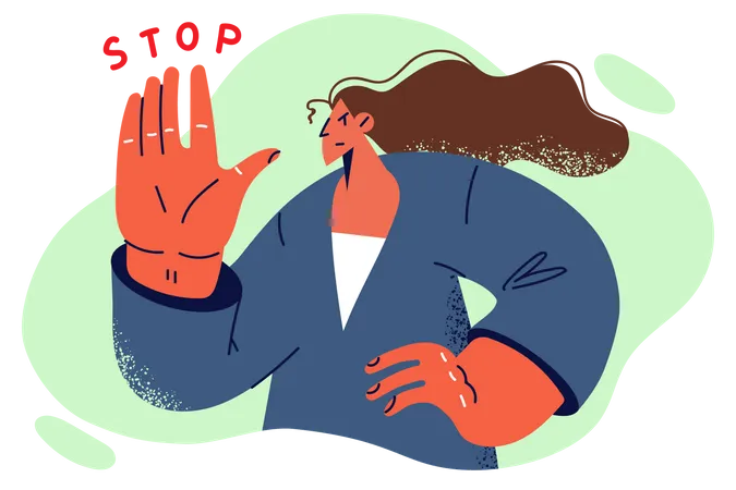 Girl showing stop gesture  Illustration