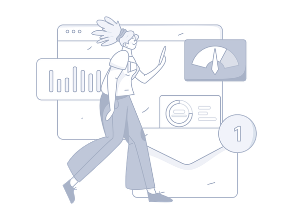 Girl showing stop gesture while doing business analysis  Illustration