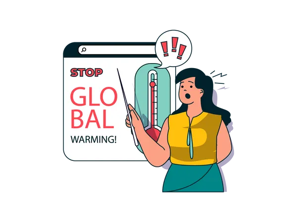 Girl showing Stop global warming Illustration