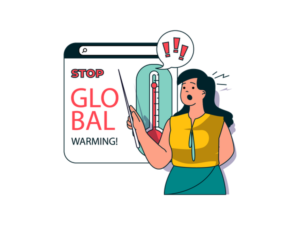 Girl showing Stop global warming  Illustration