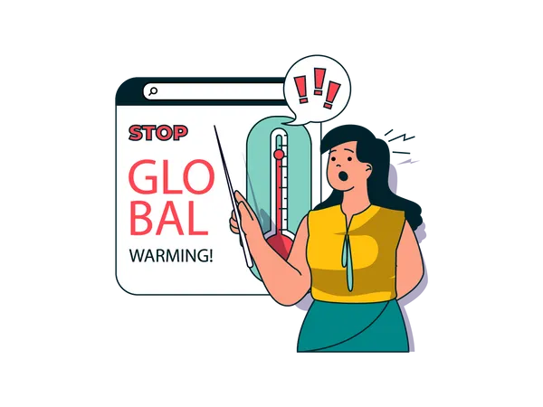 Girl showing Stop global warming  Illustration