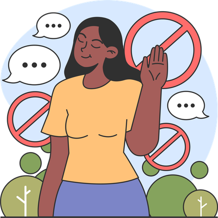 Girl showing stop hand gesture  Illustration