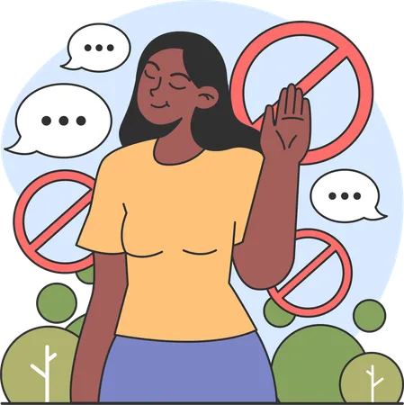 Girl showing stop hand gesture  Illustration