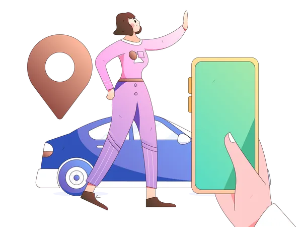 Girl showing stop hands for car  Illustration