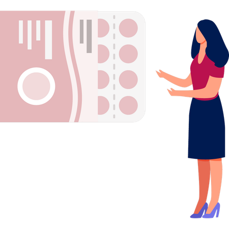 Girl  showing supplement  Illustration