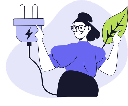 Girl showing sustainable energy  Illustration
