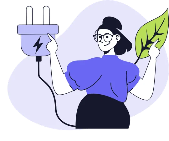 Girl showing sustainable energy  Illustration