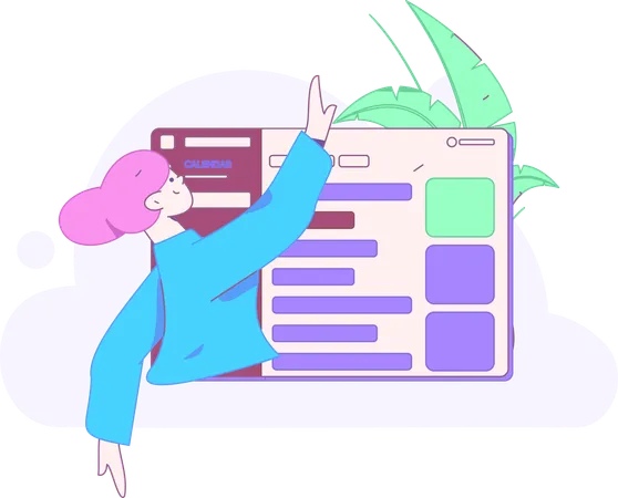 Girl showing task schedule  Illustration