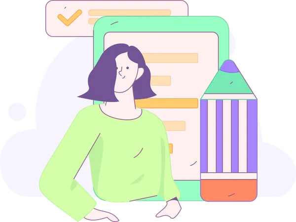 Girl showing task schedule  Illustration