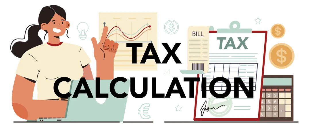 Girl showing tax calculation report  Illustration