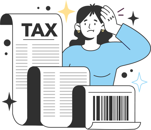 Girl showing tax document  Illustration