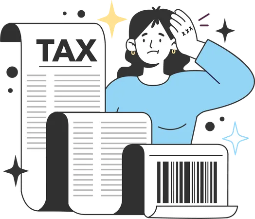 Girl showing tax document  Illustration