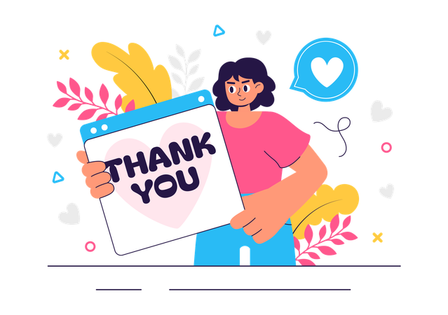 Girl showing thank you web  Illustration