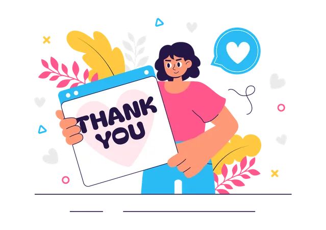 Girl showing thank you web  Illustration