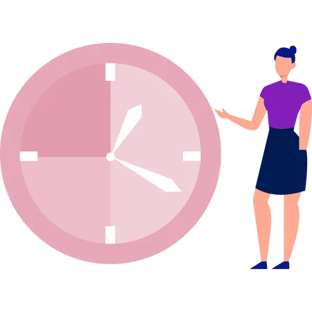 Girl showing the clock  Illustration