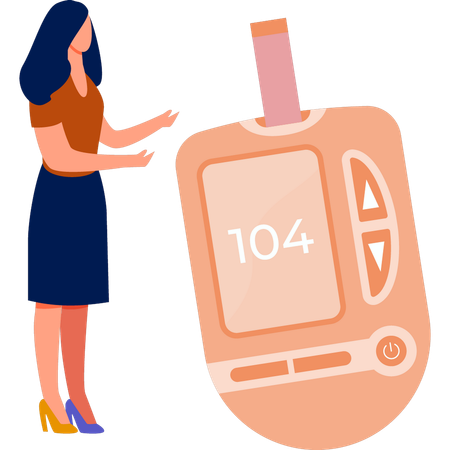 Girl showing the glucometer  Illustration