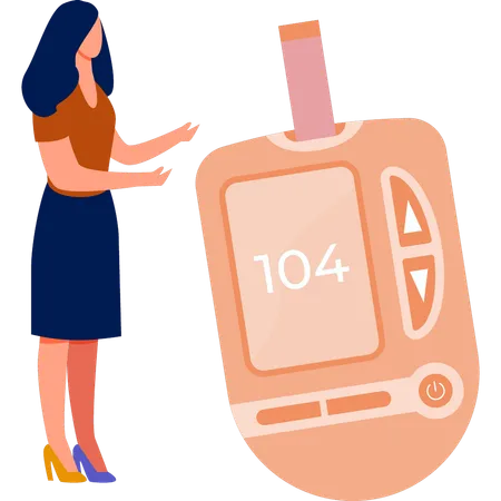 Girl showing the glucometer  Illustration