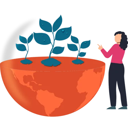 Girl showing the greenhouse effect  Illustration