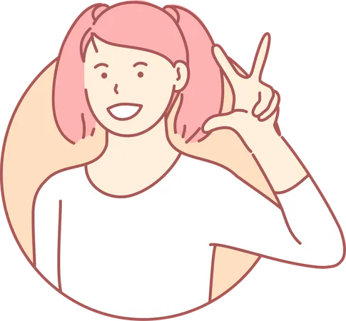 Girl showing three finger  Illustration