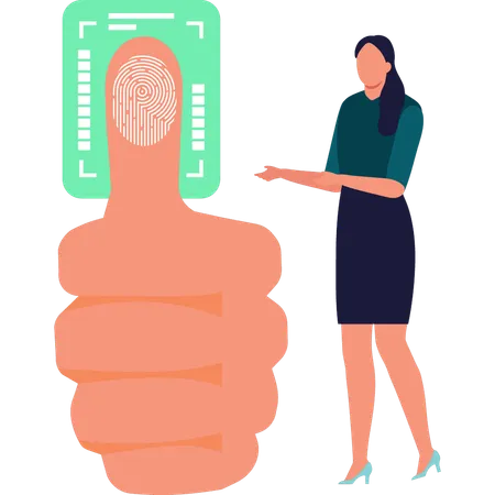 Girl showing thumb print ID  Illustration