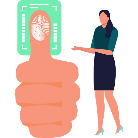 Girl showing thumb print ID  Illustration