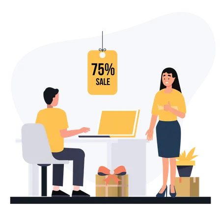 Girl showing thumb up to receptionist  Illustration