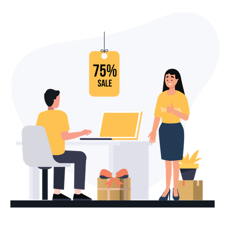 Girl showing thumb up to receptionist  Illustration