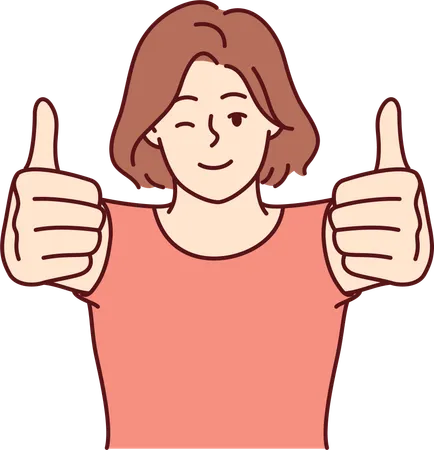 Girl showing thumbs up  Illustration