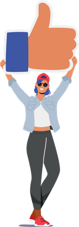 Girl showing thumbs up Illustration