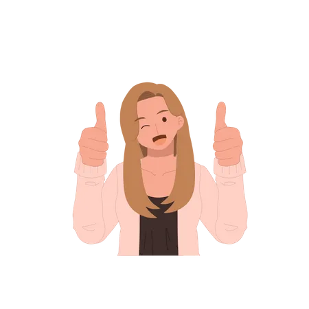 Girl showing thumbs up gesture Illustration