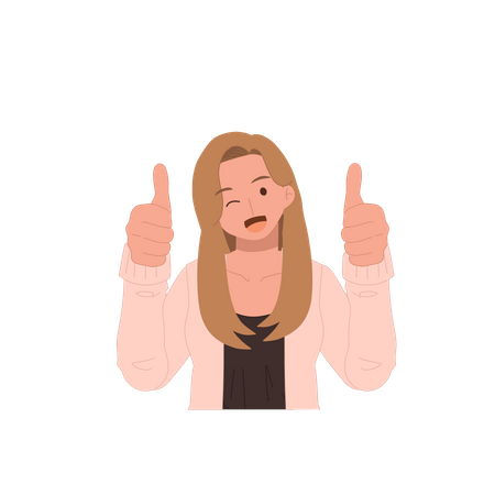 Girl showing thumbs up gesture  Illustration