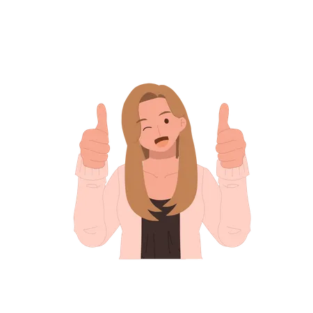 Girl showing thumbs up gesture  Illustration