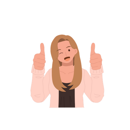 Girl showing thumbs up gesture  일러스트레이션